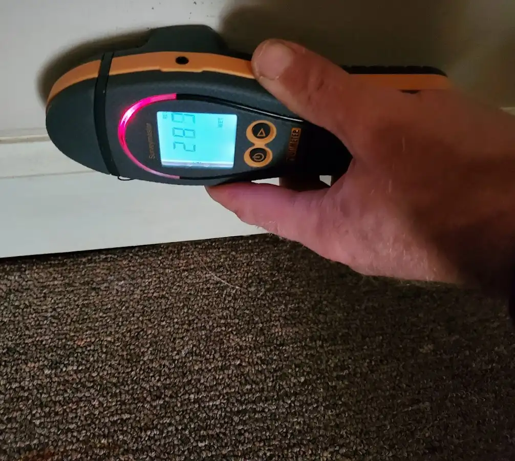 Moisture detection at baseboard during Storm Damage Restoration in University of California-Davis
